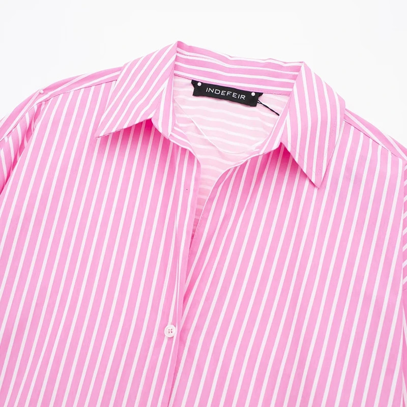 Pink Shirts Womens Blouses Striped Long Sleeve Tops Casual Loose With Button Summer inszartrafz Shirt Mujer Blusas y2k Top 240626