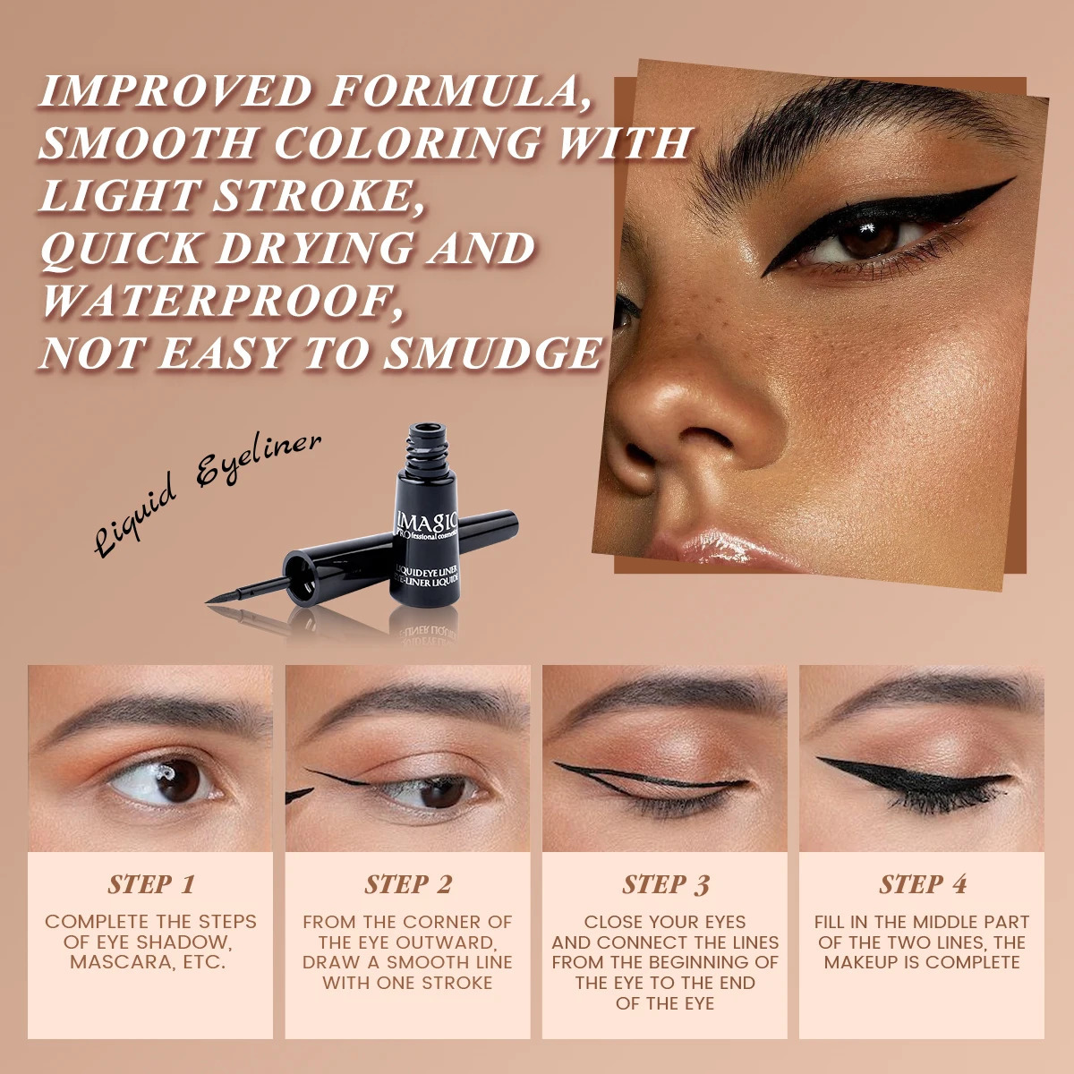 IMAGIC 1PCS Pro Eyeliner Waterproof Liquid Type Makeup Eye Liner Nature Long Lasting For Women Beauty Cosmetics 240709