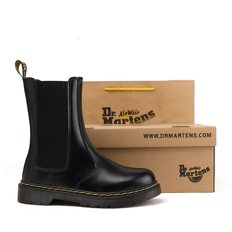 Quality Fashion for Couple High Top Cowhide Flat Bottom Black Comfort For Men and Women Martin Boots