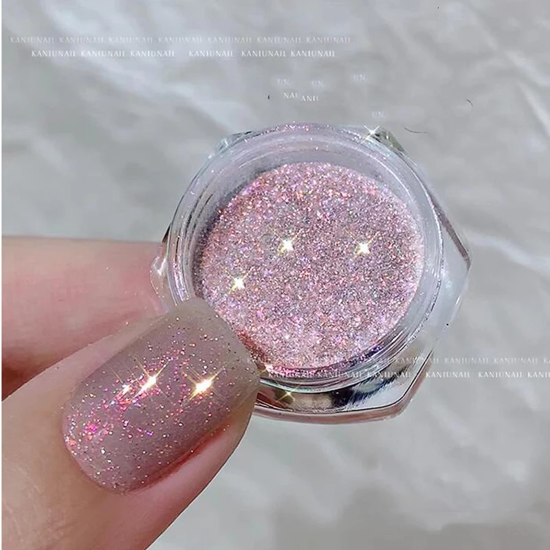 1Jar Aurora Broken Diamond Nail Powder Holographic Iridescent Aurora Powder Mermaid Pigment Glitter Nail Art Chameleon Powder 240625