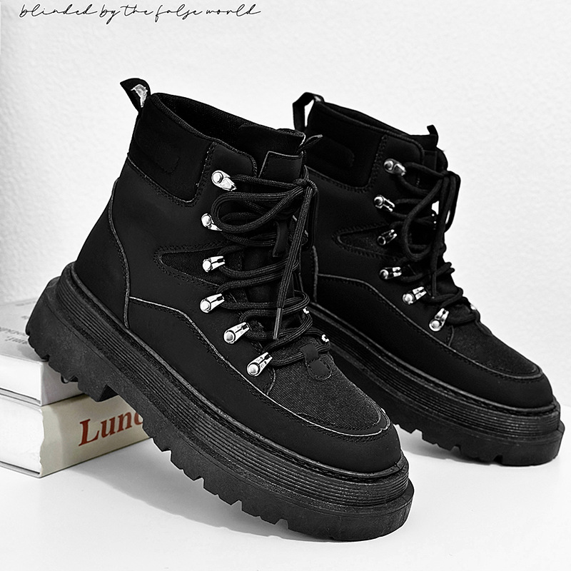 Martin boots British style leather boots thick bottom 2023 fall and winter new men's boots snow boots men 323