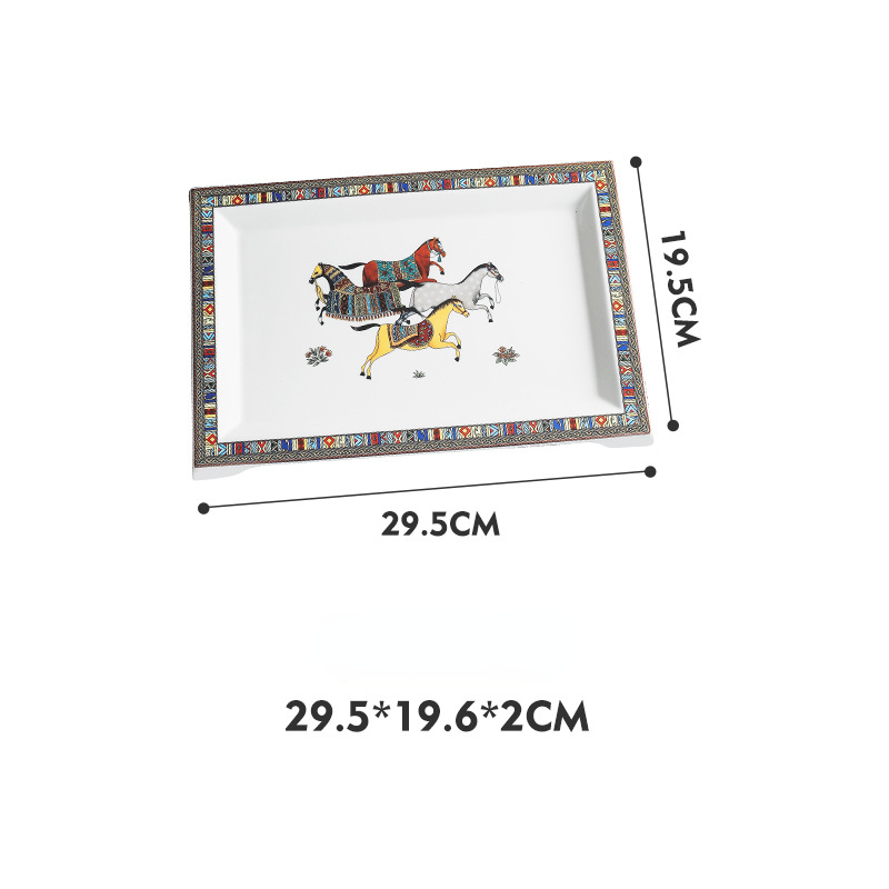Square Plate European Creative Mosaic Edge Coffee Afternoon Tea Cutlery Tray Steak Western Dessert Ceramic Plate