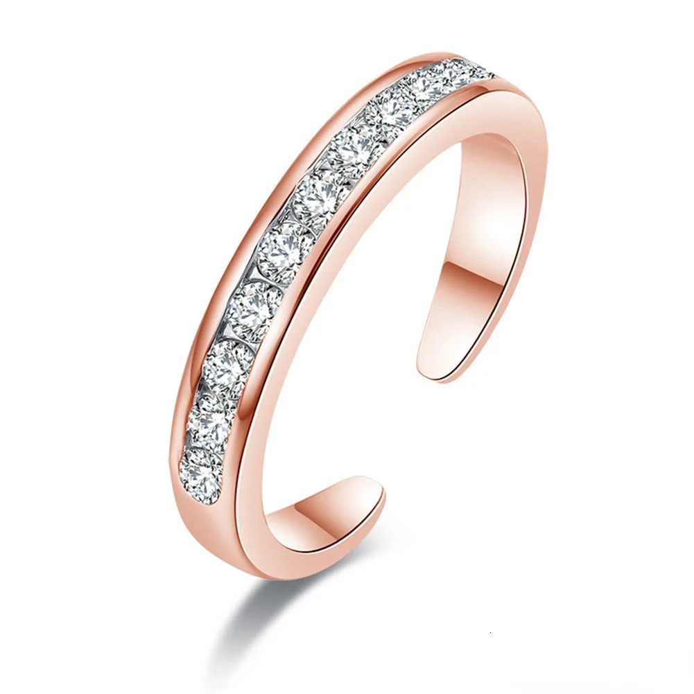 Simple Alloy Crystal Foot Ring Adjustable Opening Toe Ring for Women Girl Summer Beach Vacation Jewelry Finger Ring 240626