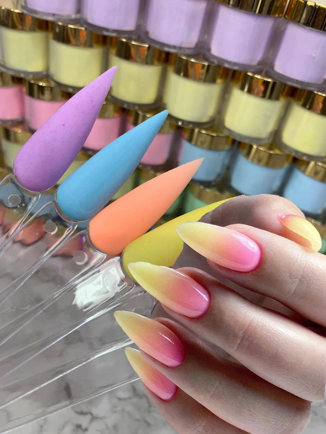 1Bottles Pink Purple Acrylic Powder 3D Carved Crystal Polymer Powder Extension Pigment Dust Manicure For Nail Polish Accessories 240626