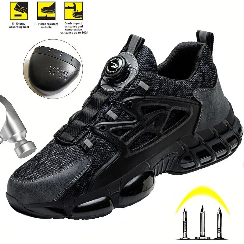 Toe Shoes Steel For Men Indestructible Work Boots Lightweight Safety Walking Anti Smash Puncture Protective Sneakers Ddmysaturn