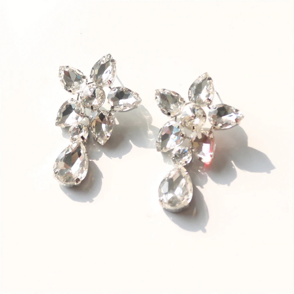 2pc Five pointed Star Crystal Necklace Earrings Pendant Fashion Wedding Party Rhinestone Bridal Accessories Set Jewelry 240627