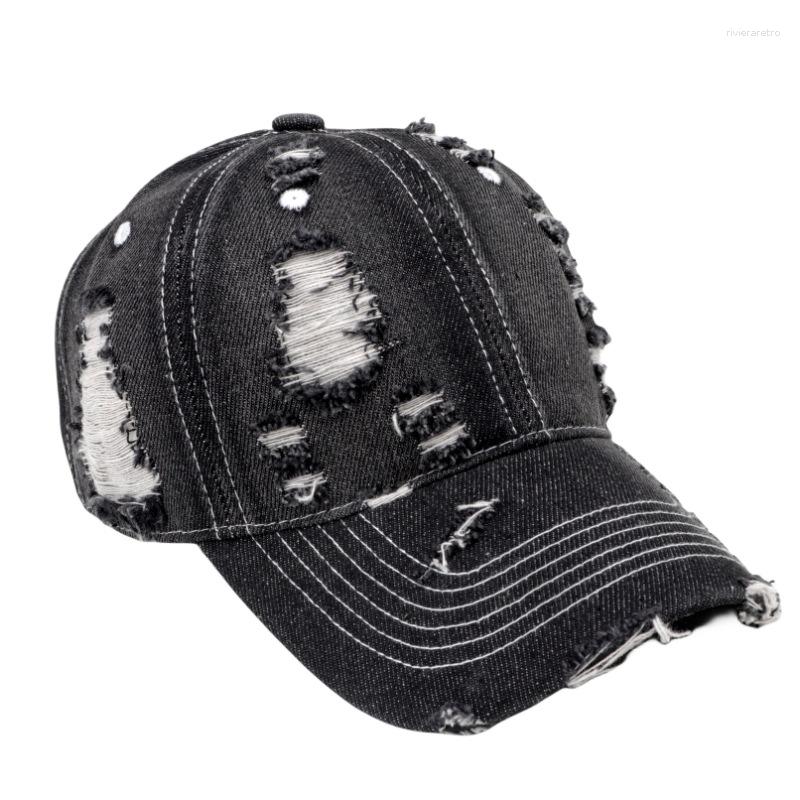 Ball Caps Hat Men's Spring And Summer Denim Ripped Peaked Cap Female Personality Street Fashion Baseball Sun Protection