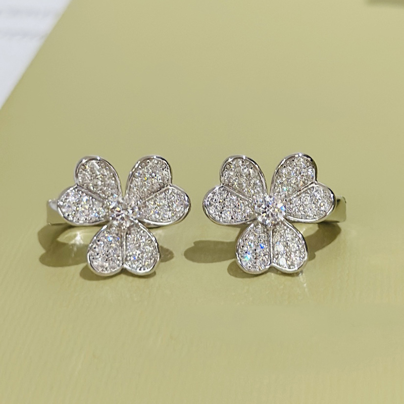 four leaf clover suit Earrings Made of natural shells and natural agate Gold Plated 18K designer for woman T0P quality classic style brand designer premium gifts 002