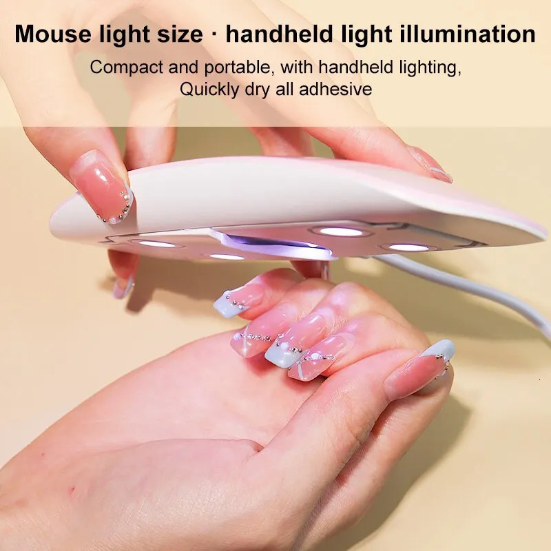 6W Mini Nail Dryer Machine Portable 6 LED UV Manicure Lamp Home Use Nail Lamp For Drying Polish Varnish With USB Cable 240626