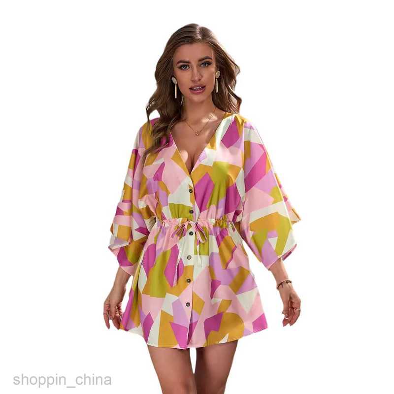 Basic Casual Dresses Women Dress Women's summer printed loose 5/4 sleeve dress