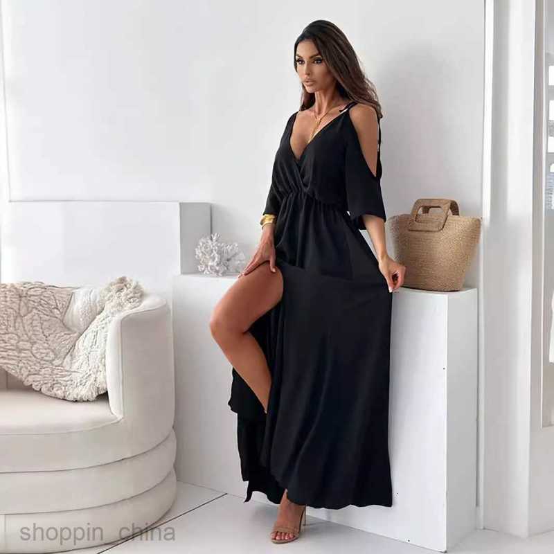 Basic Casual Dresses Women Dress Women's clothing, women's clothing, solid color sexy suspender, 5/4 sleeve medium length dress