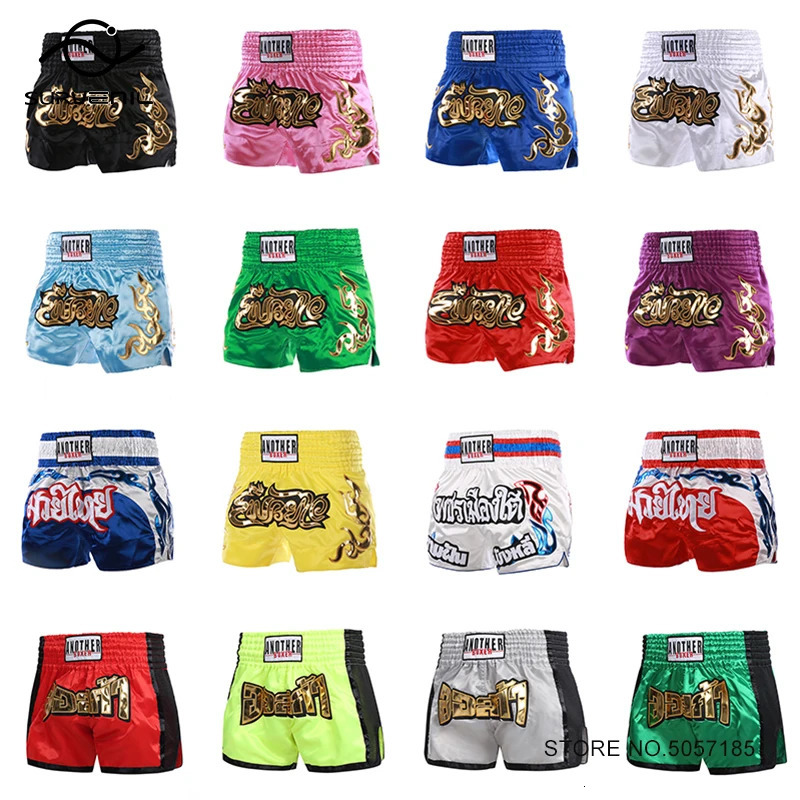 Boxing Shorts Womens Satin Muay Thai Shorts Men Kids Kickboxing Pants Professional Training Sanda Combat Grappling Fight Wear 240615