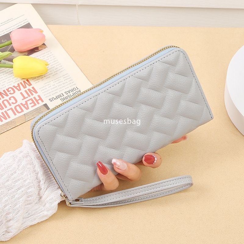 Korean women's high-end feeling new classic and practical large capacity wallet long lightweight multi card single zipper high-end hand-held bag 