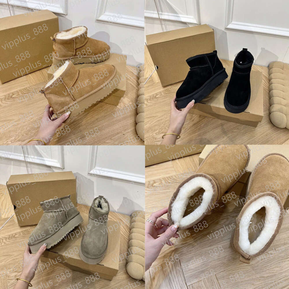 Tasman Slippers Tazz mustard seed Chestnut Fur Slides Sheepskin Classic Ultra Mini Platform Boot Winter Women Men Slip-on Shoes Suede Upper Wool Fall Ugh vip2