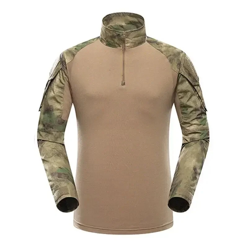Mens Outdoor Tactical Hiking TShirtsHunting Camouflage Long Sleeve Hunting Climbing ShirtMale Breathable Sport Clothes 240620
