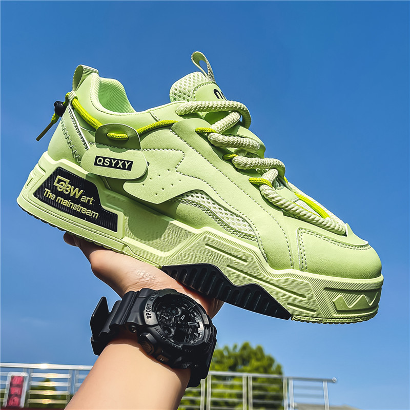 Men's shoes 2024 new summer mesh thick bottom inner height Hong Kong style trend of hundred and one casual sports shoes white shoes 323