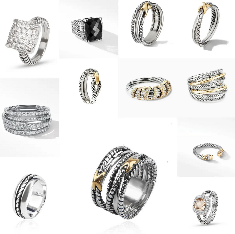 Designer Ring Vintage 925 Silver Ring Twisted Ring for Men Women with Diamond Ring Designer Jewelry Couple Ring Birthday Gift Engagement Ring