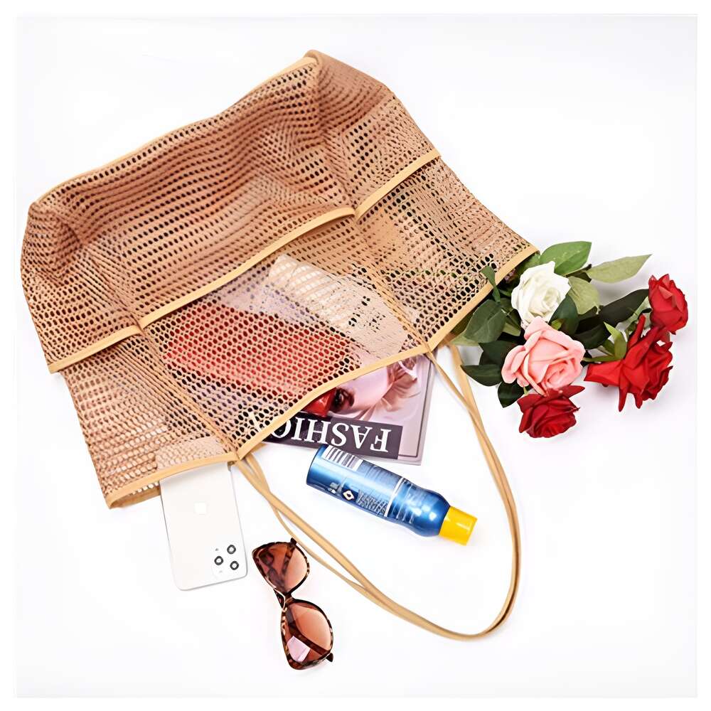 New Women Swimming Beach Mesh Ladies Shoulder Large-capacity Travel Portable Storage Bag Stylish Multifunction Handbag H6.27#19