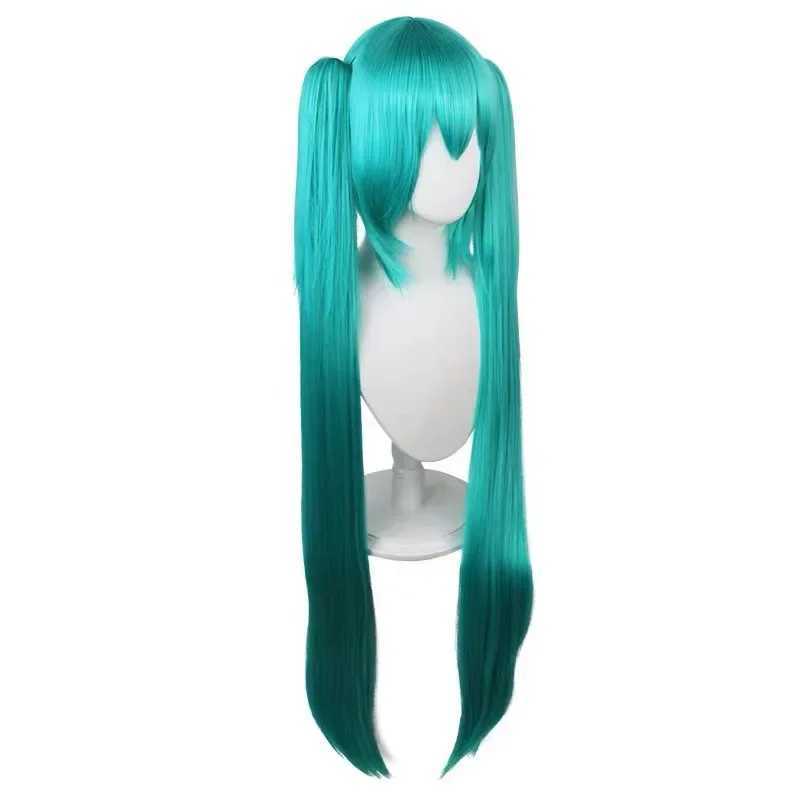 43in Hair Miku Cosplay Wig Long Heat Resistant Synthetic Hair Clip Ponytails Wigs + Wig Cap
