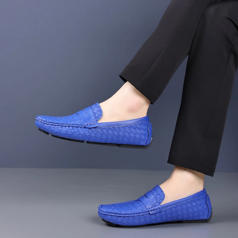 Leather MAEDEF High Shoes Quality Casual Soft Loafers Handmade Moccasins Men Flats Breathable Slip on Boat Shoe