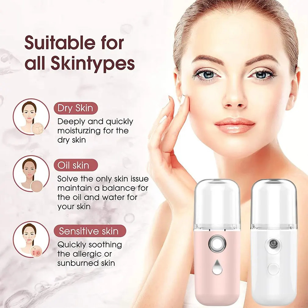 Mini Nano Mist Sprayer Humidifier Water Hydration Instrument Mini Rechargeable Steamer Beauty Humidifier 240626