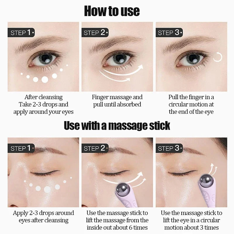 1pcs Double-headed 360° Roller Ball Eyes Massager Multi-purpose Reduce Eye Lines Massage Stick Eye Cream Scooping Skin Care Tool 240626