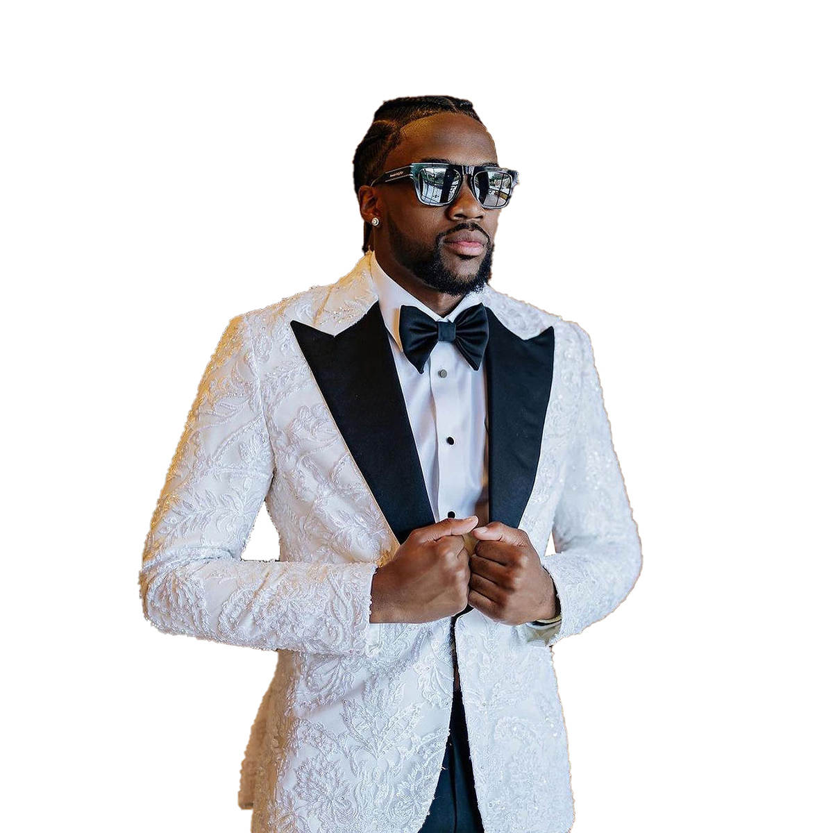 Men's Weeding Tuxedo Peaked Lapel Blazer Coat Sequins Beaded Evening Party Suits Prom Custom Made 2 Pieces Set Jacket+Pants