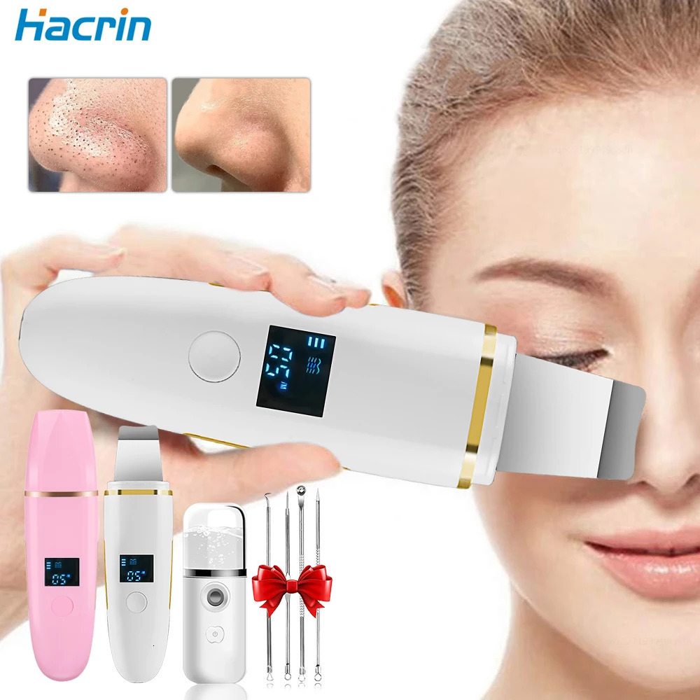 Ultrasonic Skin Scrubber r Blackhead Ultrasonic Peeling Scrubber Shovel Face Pore Deep Cleaning 240626