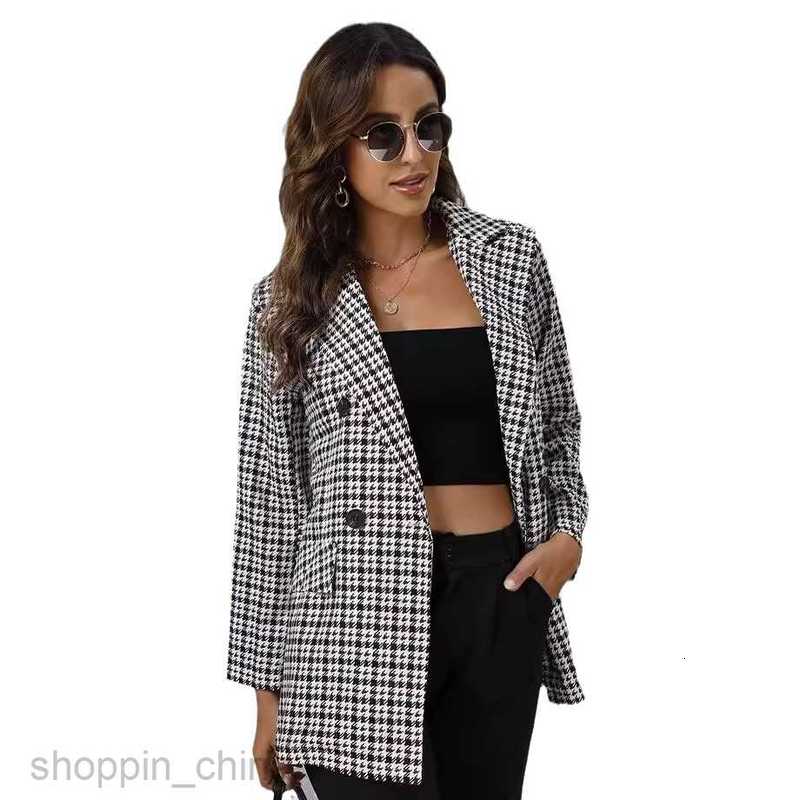 fashion Women Jackets Coats Autumn new women's thousand bird check Lapel long sleeve coat