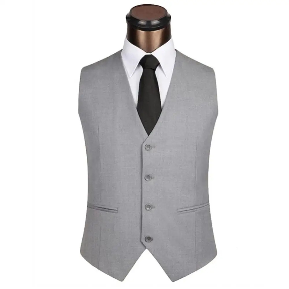 The Dress Vests For Men Solid Color Single-breasted Slim-fit Mens Suit Vest Male Waistcoat Gilet Homme Casual Sleeveles 240615