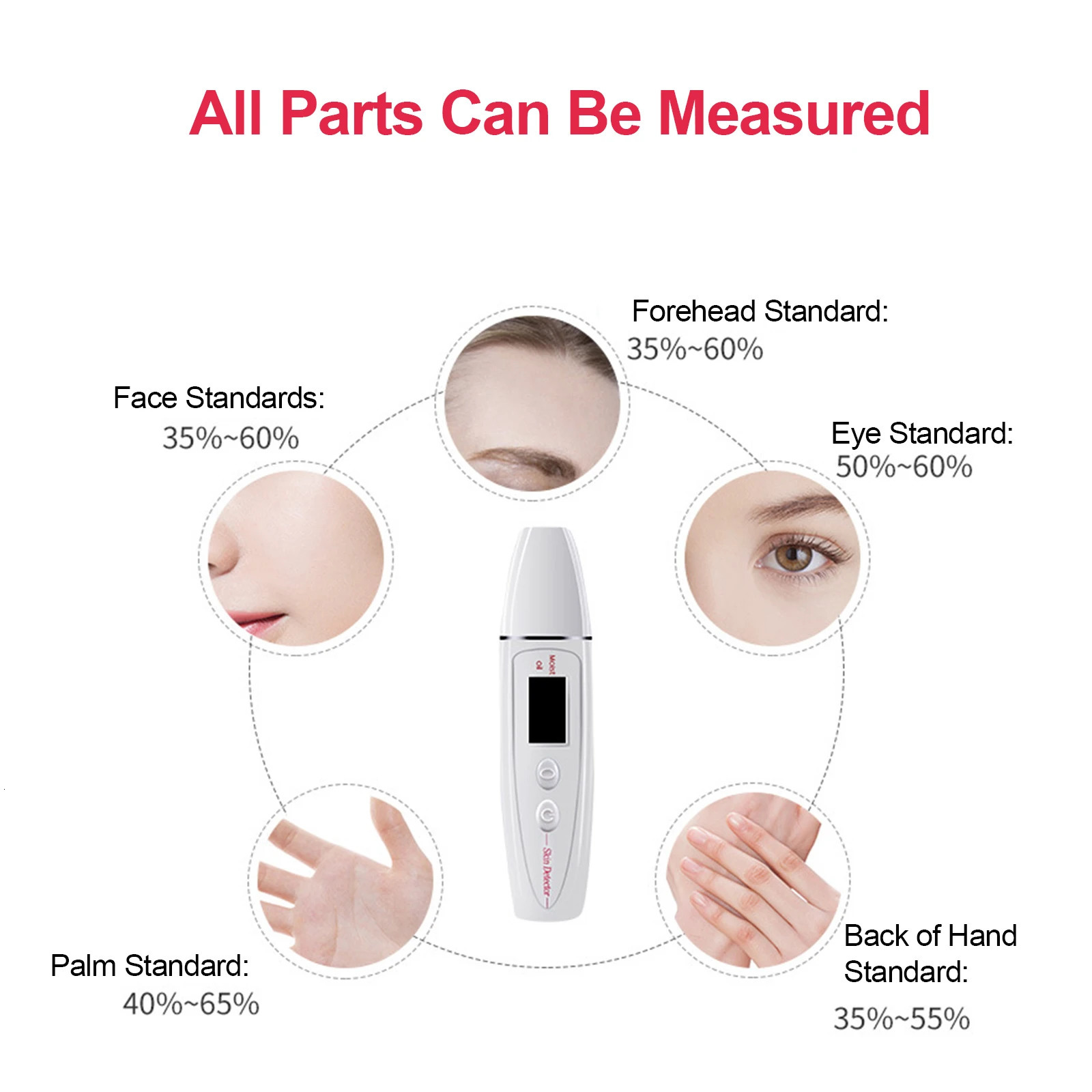 Face Skin Tester Portable Skin Analyzer Digital Aesthetic Moisture Tester Water Oil Monitor for Skin Care Skin Diagnostic Device 240626