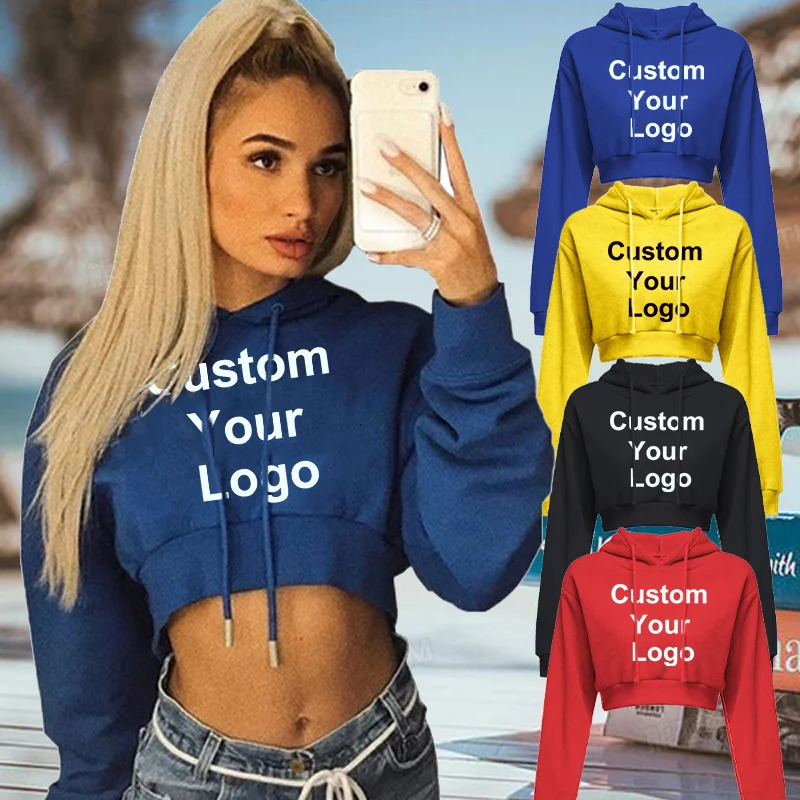Fashion Custom Your Women Hoodie Sweatshirt Short Top Coat Sport Pullover Hooded Tops Female Autumn Winter Clothes Crop 240627