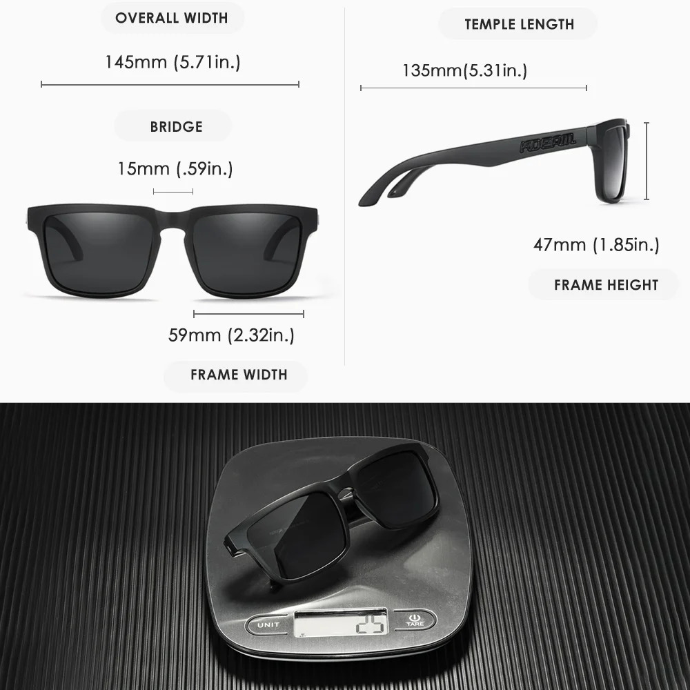 KDEAM Mens Polarized Sunglasses Square Casual Outdoors Sun Glasses Women Unisex Sunglass For Couple With Zipper Case 240626