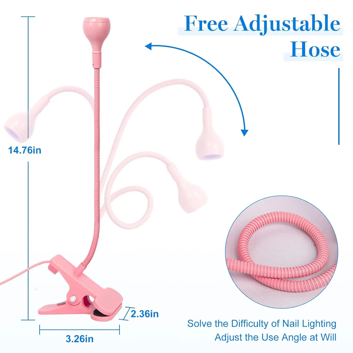 LED Nail Lamps 3W Flexible Gooseneck Lamp Quicky Dry Nail Manicure Dryer Gel Polish Curing Light for Gel Nails 240626