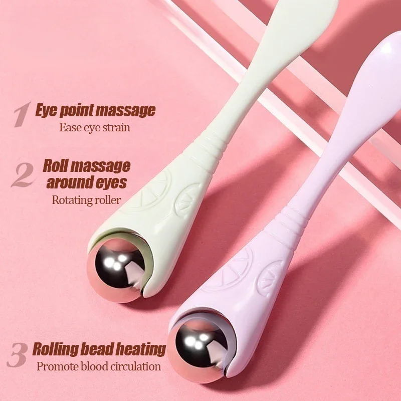 1pcs Double-headed 360° Roller Ball Eyes Massager Multi-purpose Reduce Eye Lines Massage Stick Eye Cream Scooping Skin Care Tool 240626