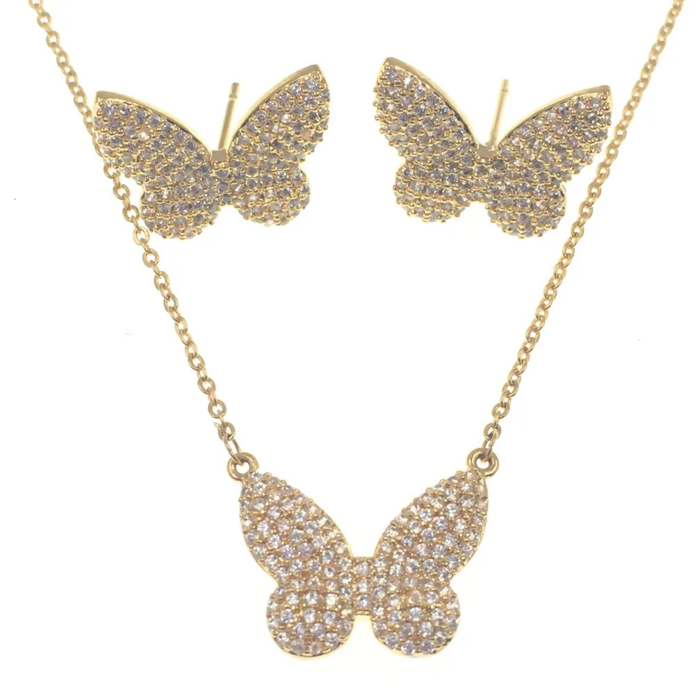 Hadiyana Elegant Butterfly Pendant Jewelry Set For Young Woman Gift sale Mexico Fashion Jewelry With Sparkling Zirconia CN294 240627