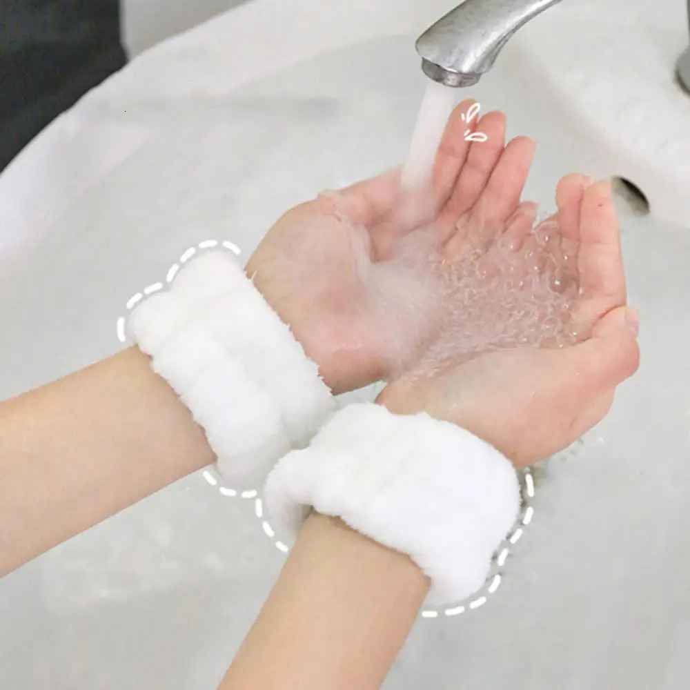 1 Pair Face Wash Wristbands Makeup r Washing Face Wrist Band Spa Yoga Running Absorbent Sweat Skin Care Tools Set 240626