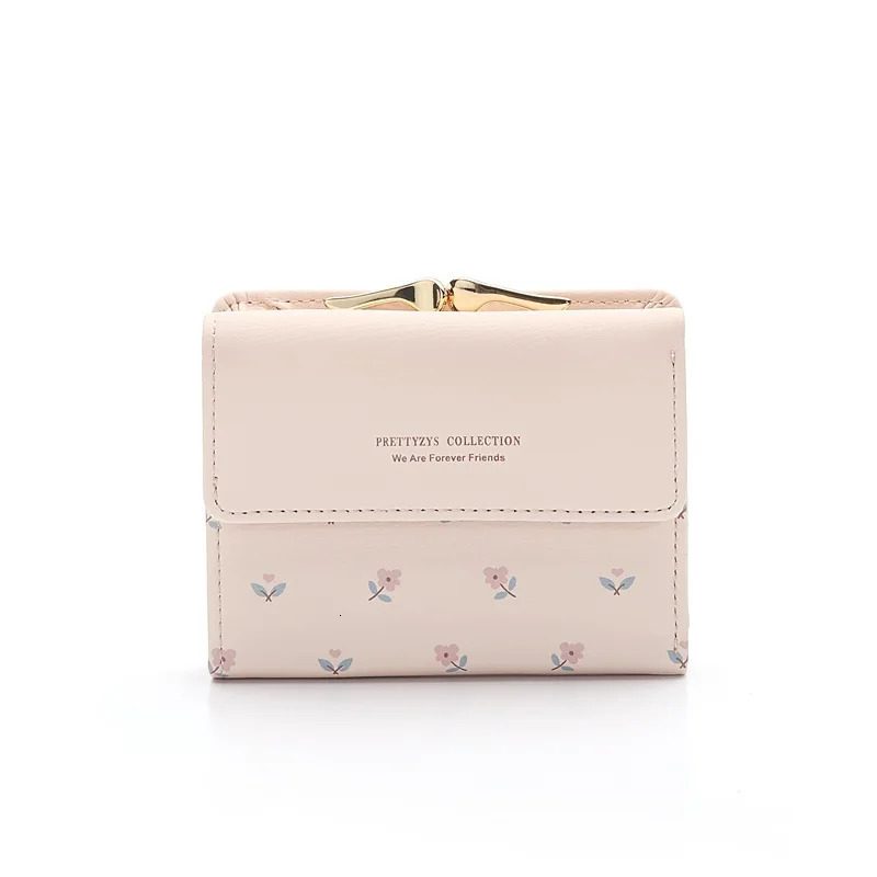 Flower Women Purse Leather Pocket Ladies Clutch Wallet Short Card Holder Cute Girls Cartera Mujer Coin Bag 240626