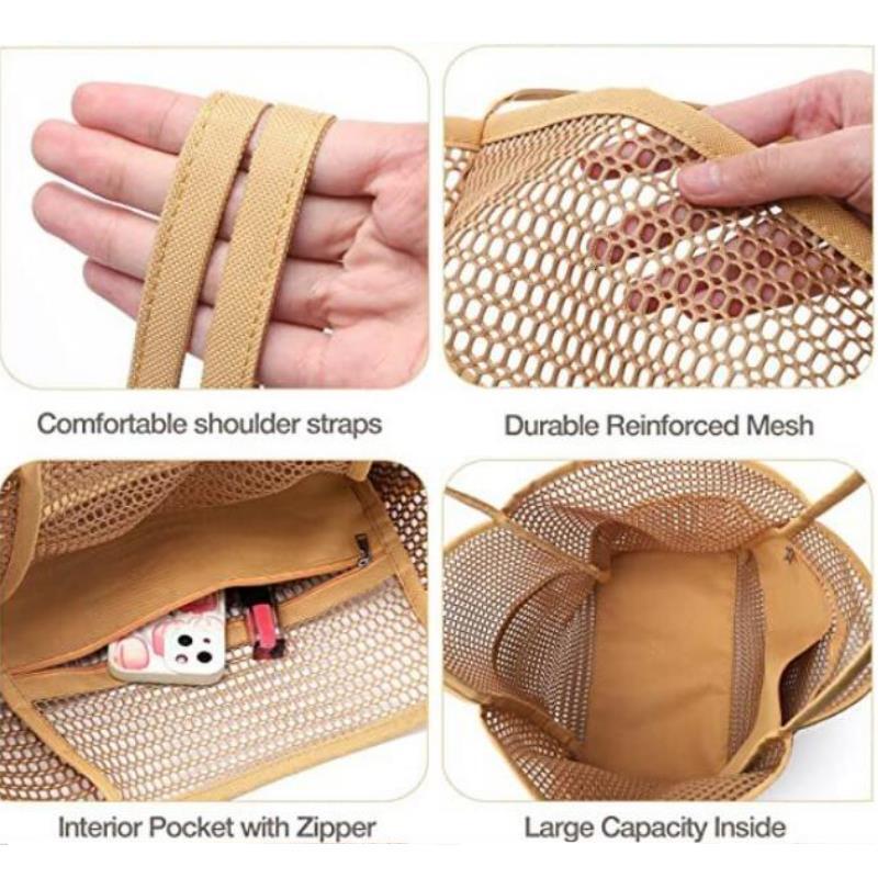 New Women Swimming Beach Mesh Ladies Shoulder Large-capacity Travel Portable Storage Bag Stylish Multifunction Handbag H6.27#19