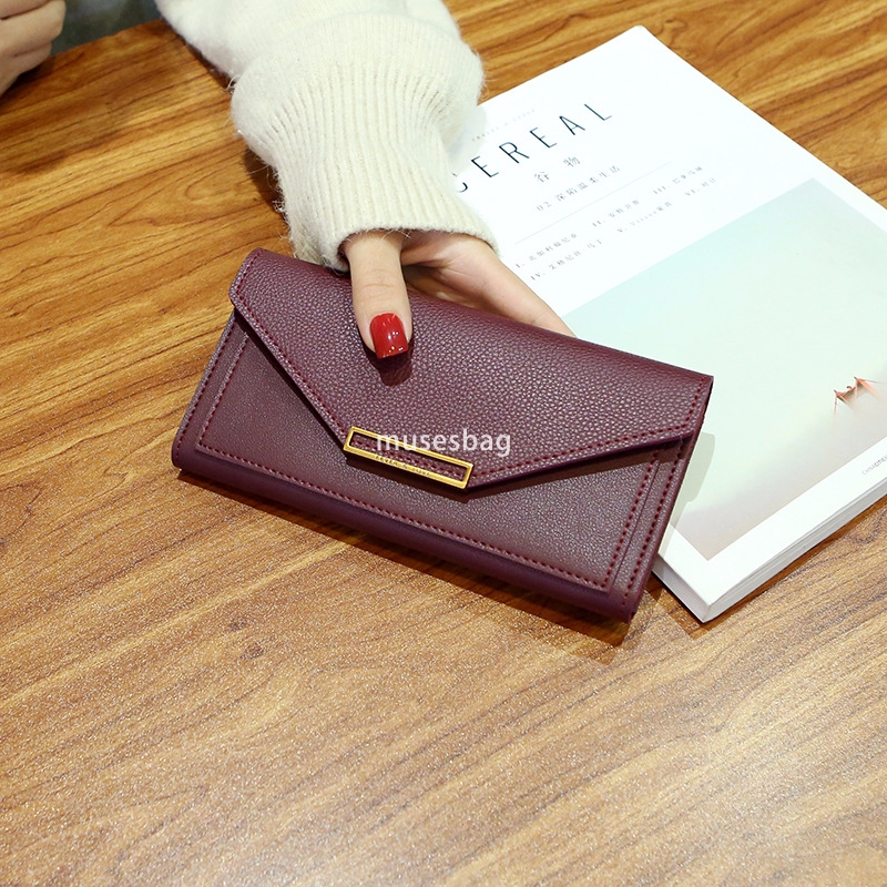 Fashionable Women High end Wallet New Korean Edition Trendy and Personalized Long Style Small and Fresh Multi functional Buckle Retro Thin Zero Wallet