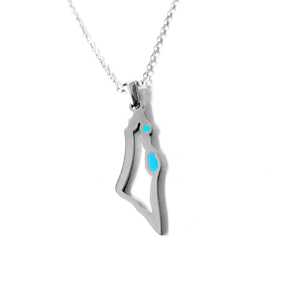 10PCS Stainless Steel Star of David Israel Map Necklace Israeli Jewish Flag Judaism Ethnic Palestine Pendant Charm Chain Choker Collar for Women