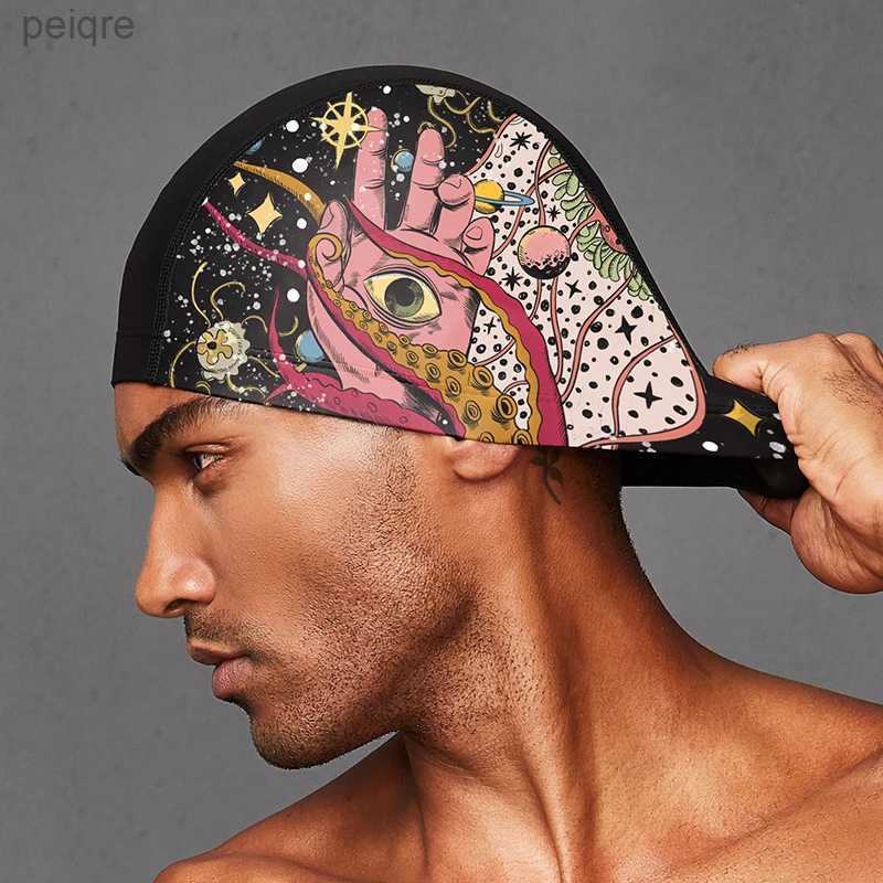 Swimming Caps Unisex Big Size Abstract Swimming Cap Hats Accessories For Man Women Youngs Waterproof Fishtail