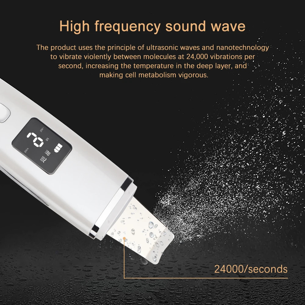 Ultrasonic Skin Scrubber Professional Deep Face Peeling Shovel Device Pore Cleaner Exfoliating Skin Scrubber Lift Machine 240626