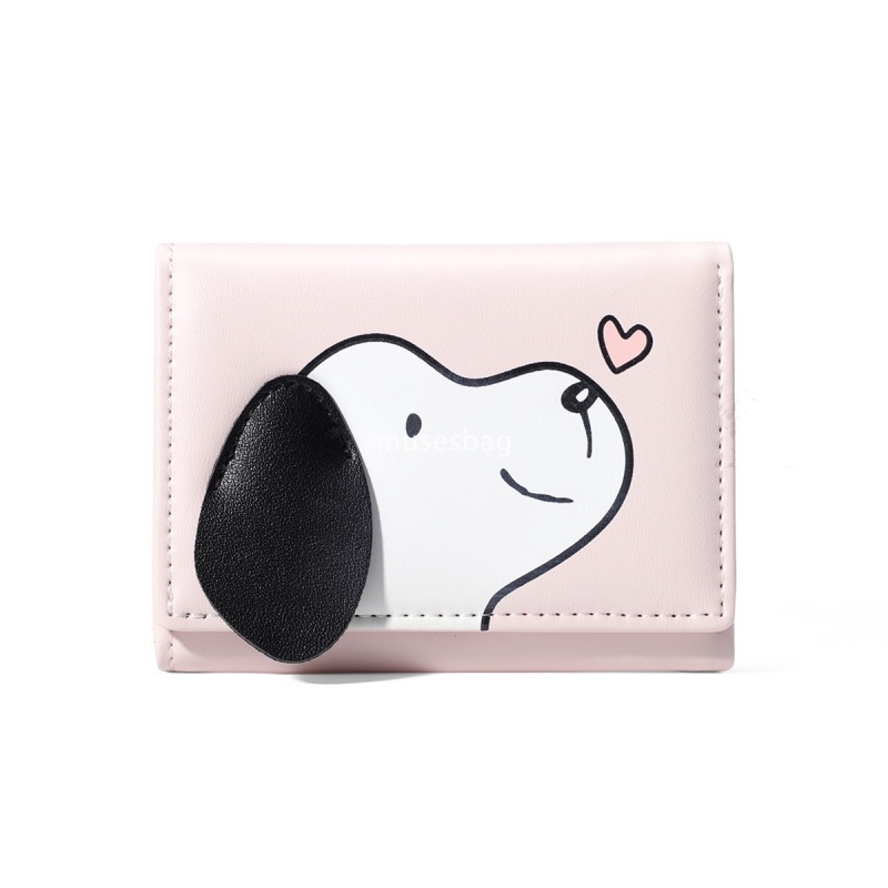 Designer Women's High end Classic Vintage Cute Card Bag with Leather Ears Fashionable PU Short 30% Fold Practical Lightweight Multi functional Wa
