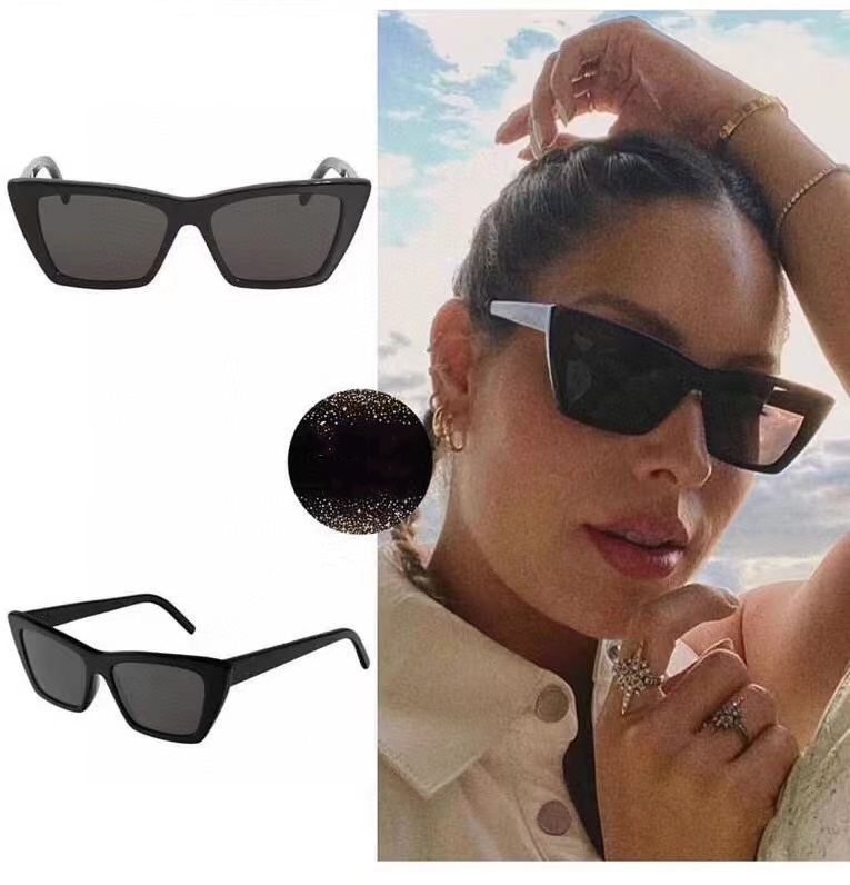 Luxury sunglasses for women classic Summer Fashion SL 276 MICA Style Cat Eye Plank Frame eye glasses UV Protection Lens Black/Gray Women's Sunglasses