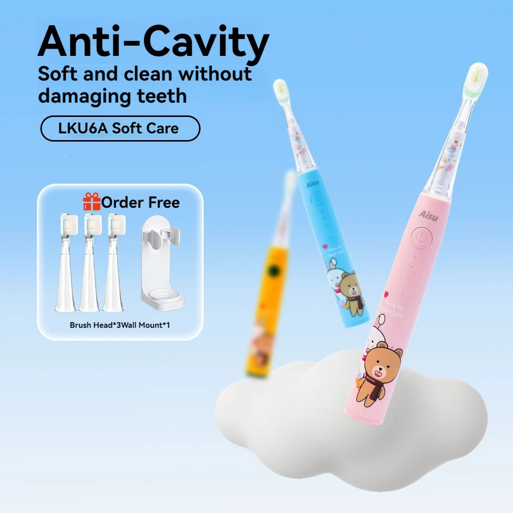 Childrens electric toothbrush ultrasonic intelligent type-c rechargeable DuPont Soft bristles sensitive baby 3-12 years old 240627