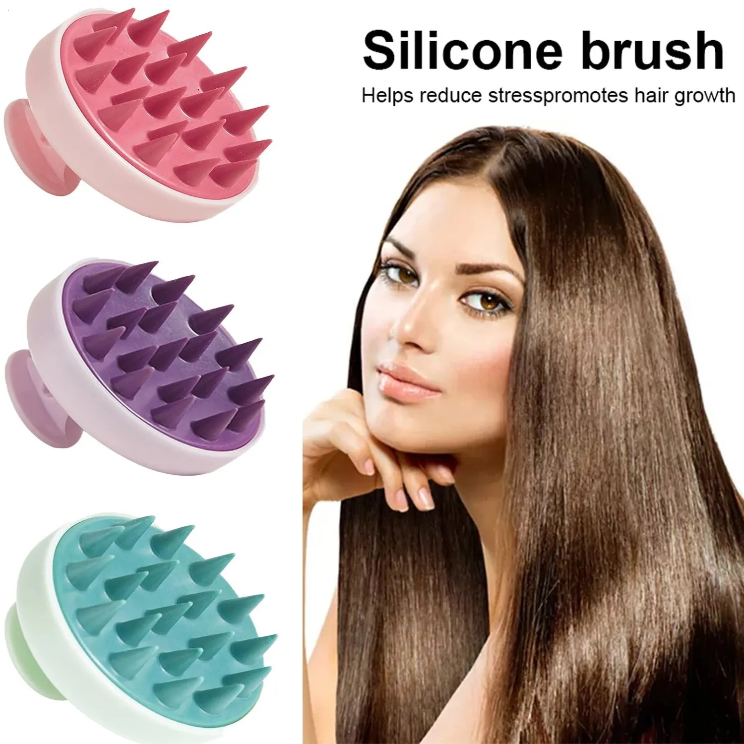 Silicone Shampoo Brush Head Scalp Massage Comb Hair Washing Comb Body Massage Brush Bath Shower Brush Salon Hairdressing Tool 240626