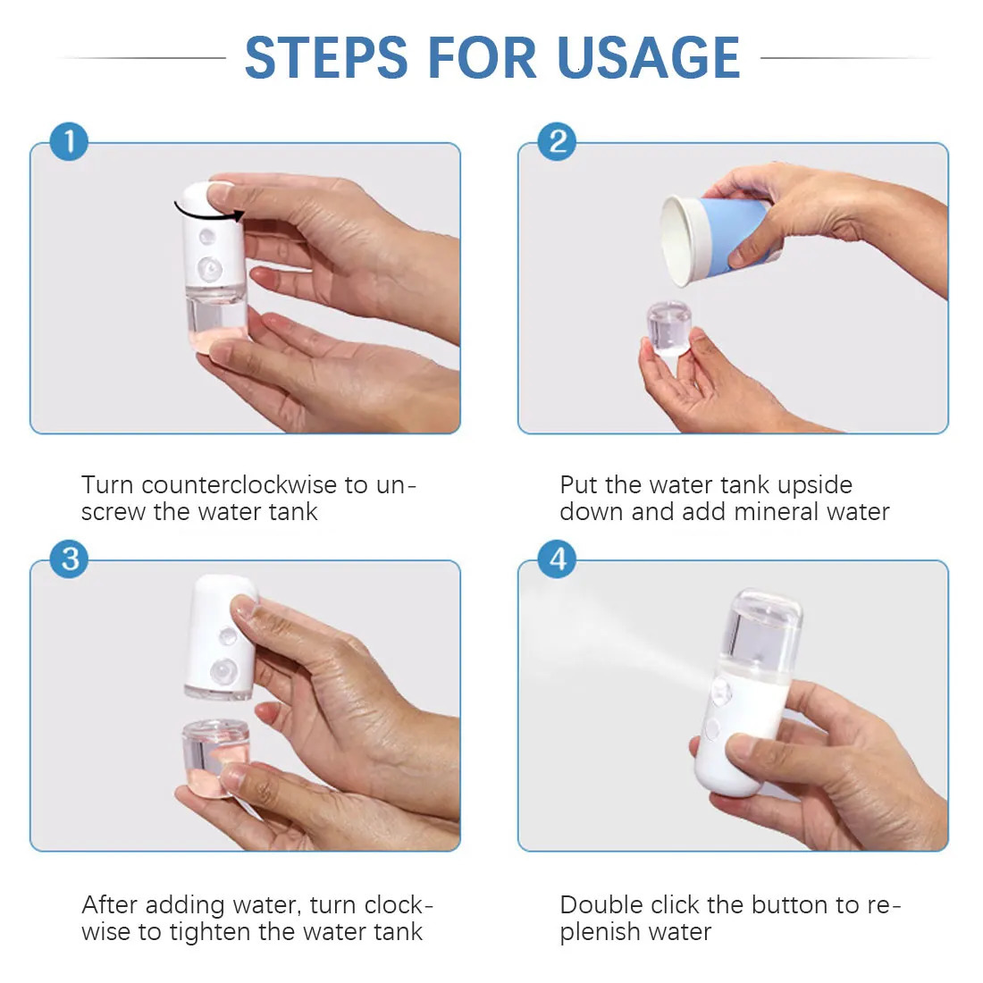 30ML Mini Steamer Sprayer USB Nebulizer Humidifier Hydrating Women Beauty Skin Care Tool 240626