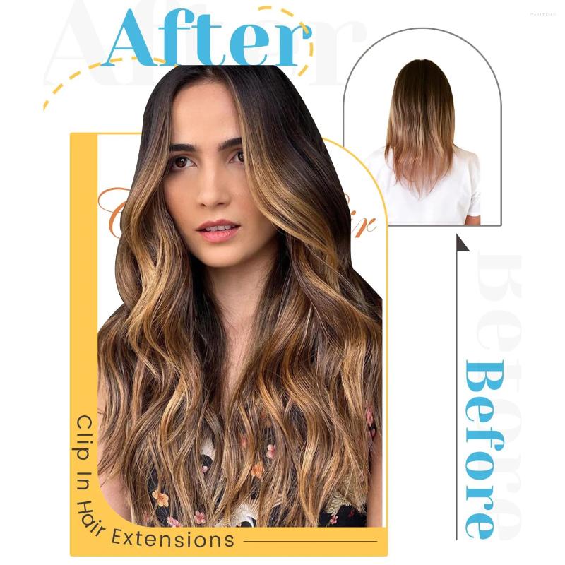 Straight Clip In Hair Extensions Human P4/27 Hairstyle Hairpiece Full Head Ins Natural With 18 Clips