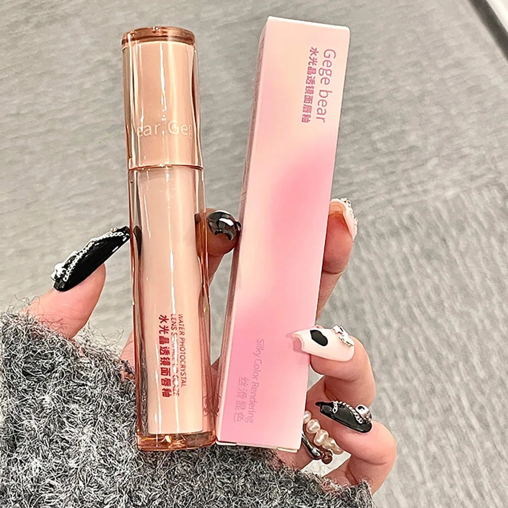 Gege Bear Crystal Lip Glaze Mirror Juicy Finish Non Sticky Moisturizing Dry Lips Plumping Lip Gloss Korean Style 240626